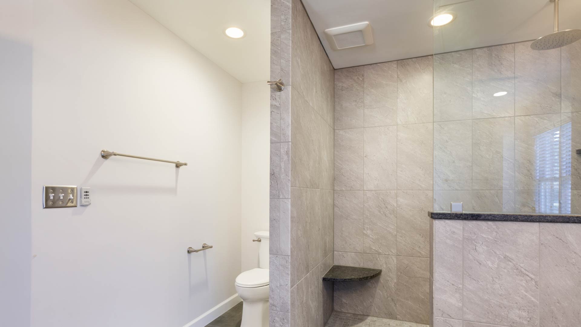 Steel Gray Custom Bathroom - DetailSteel Gray Custom Bathroom - Walk in Shower